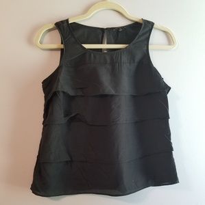 ANN TAYLOR Black XS Ruffle Top